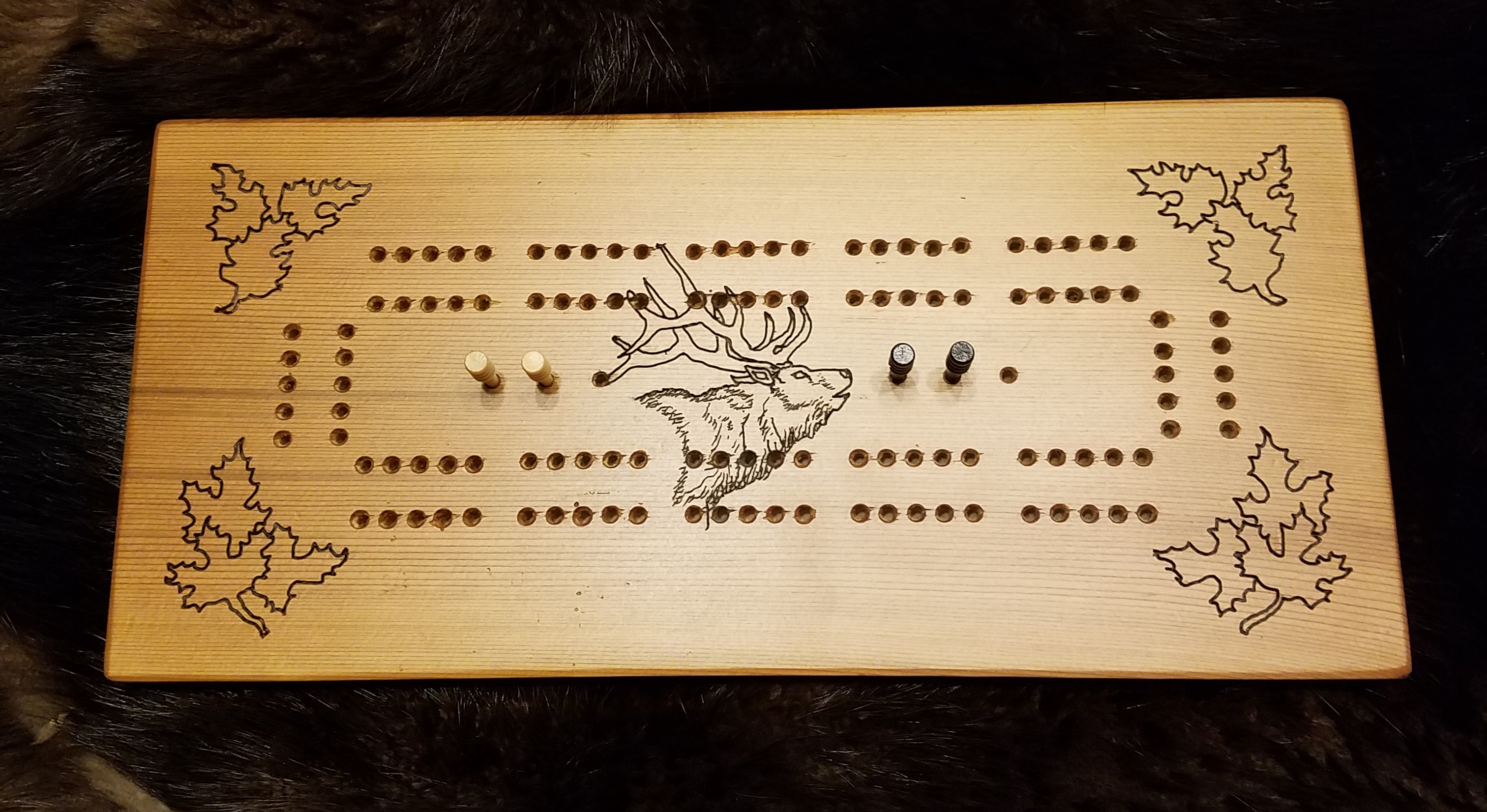red cedar engraved elk cribbage board, not a cheap laser imitation ....  $75.00    Sold... I can always make another