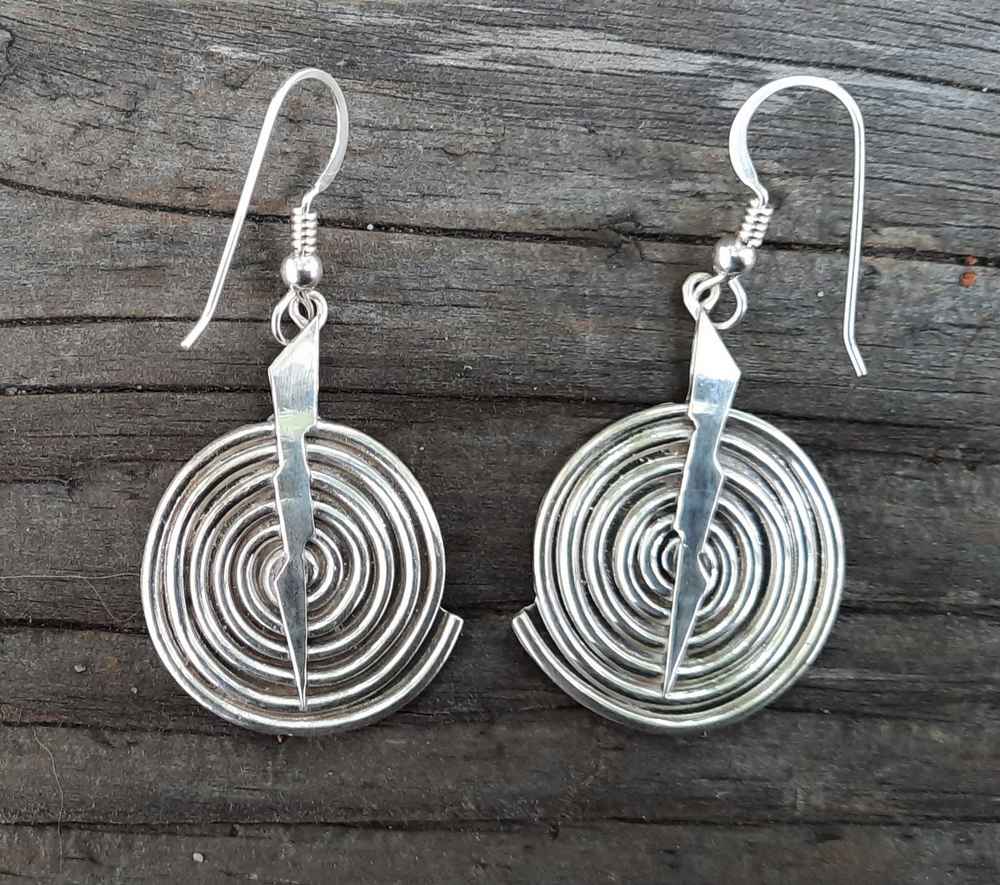 JE012s SUMMER SOLSTICE SUN DAGGER EARRINGS Fabricated Sterling Silver