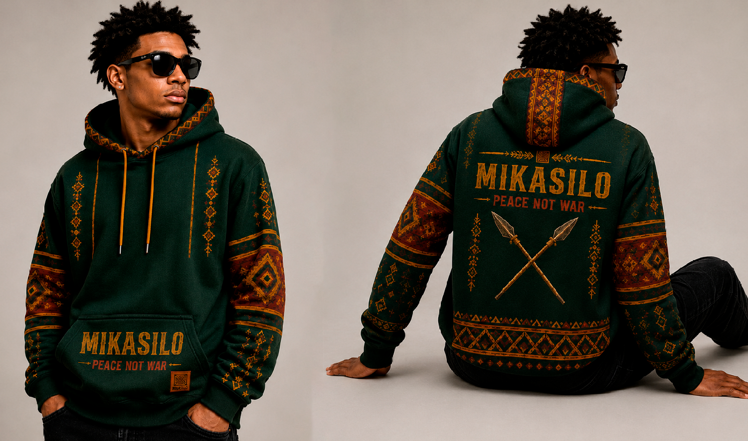 Mikasilo hoodie, Drop 001, front and back