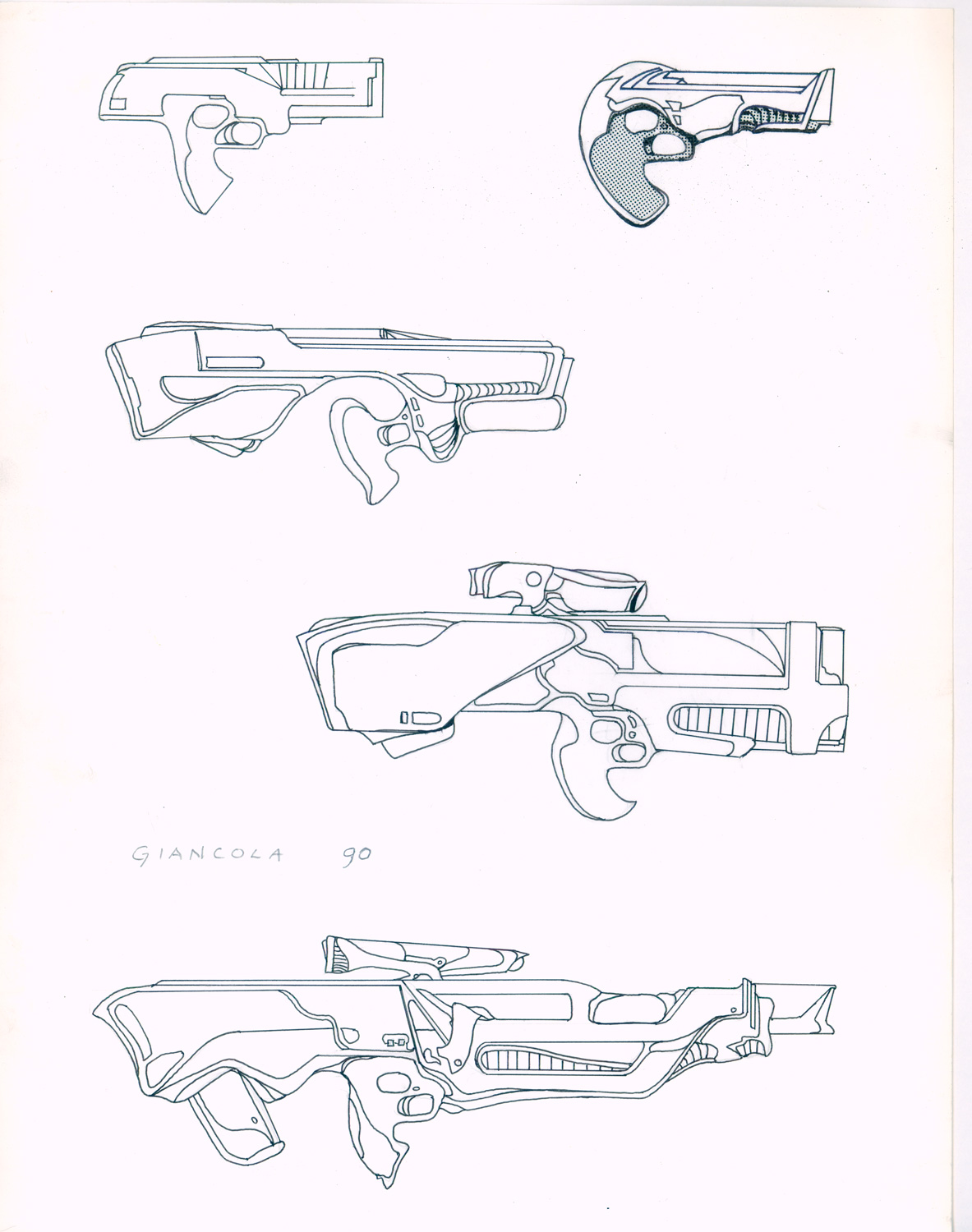 Omega Corps Weapons
14" x 11" ink on bristol paper
1991
$350
