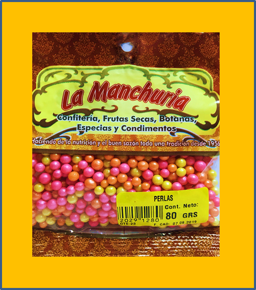 PERLAS
80 GRS
COLORES: ROSA, VERDE, AZUL, DORADA