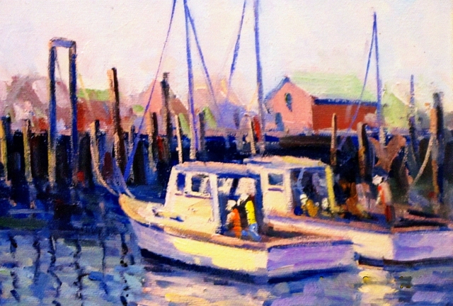 Gloucester Fishing Boats, 8 x 10 Oil