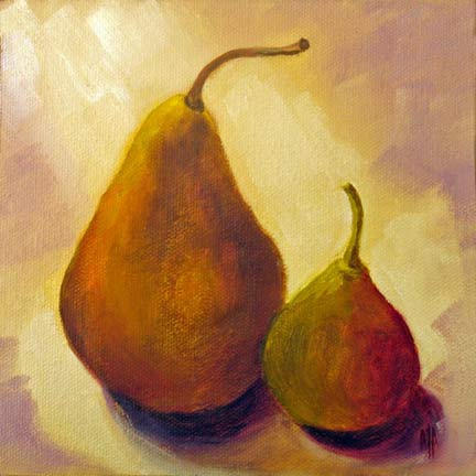 Two Pears - 6"x6" Oil on Canvas