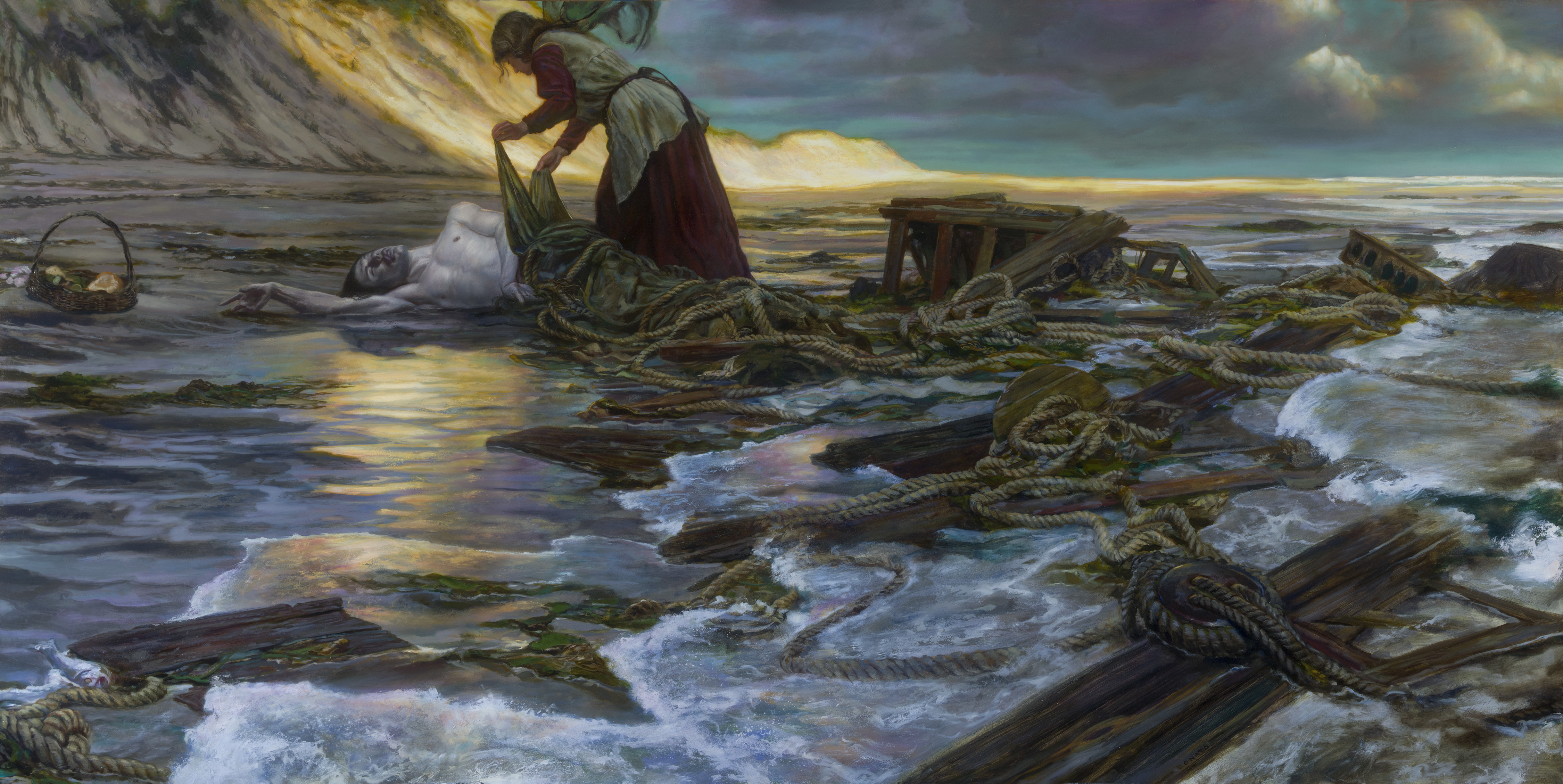 Wreck of the Whydah
48" x 96"  Oil on Panel  2015