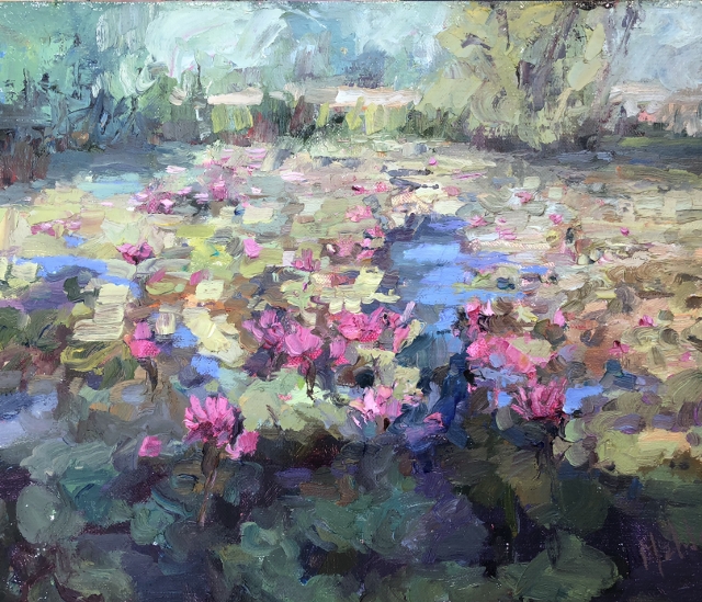 Mehta, Lily Pond, 10x12 Oil