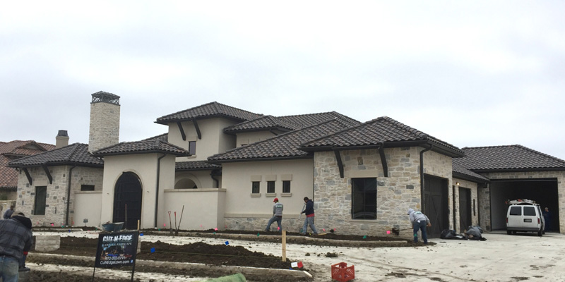 A new stone home being built