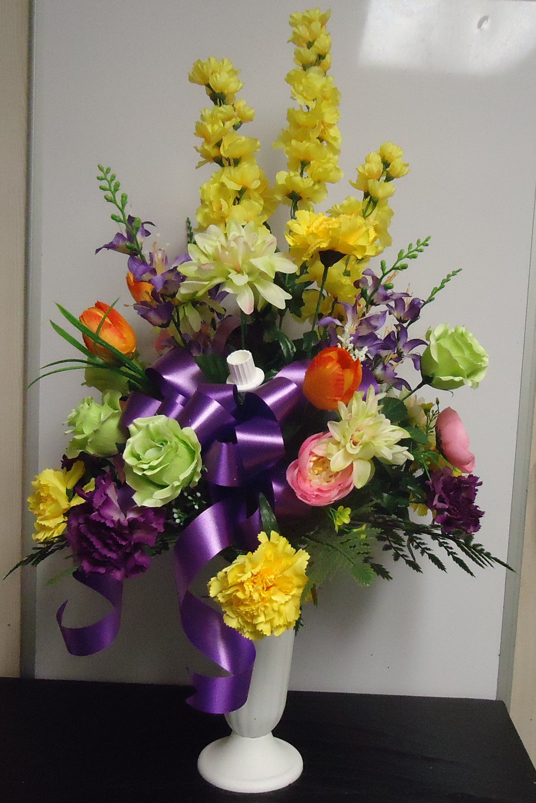 (23) "SILK" Funeral Vase
(Colors Vary Daily) 
$55.00