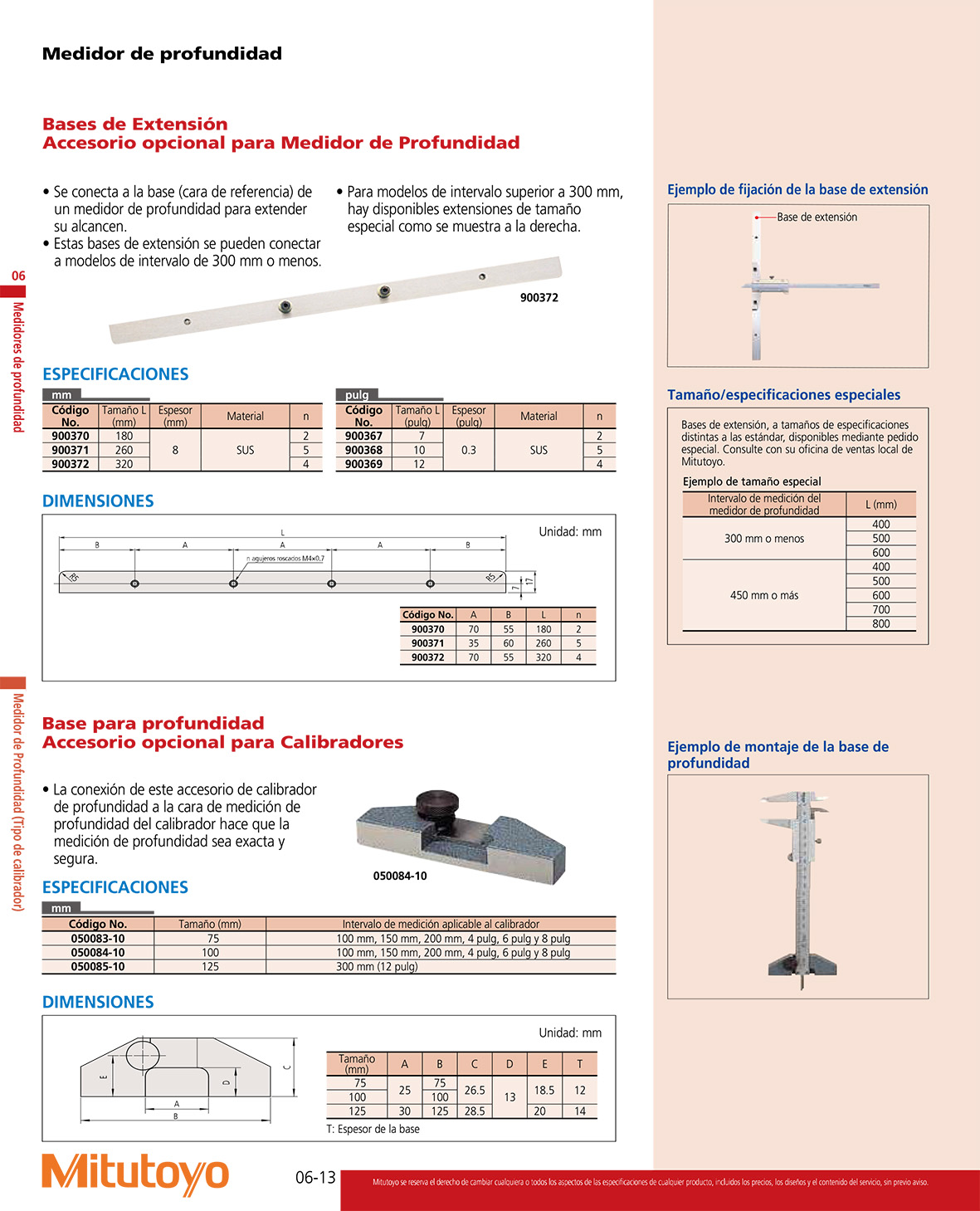 Bases para medidor de profundidad