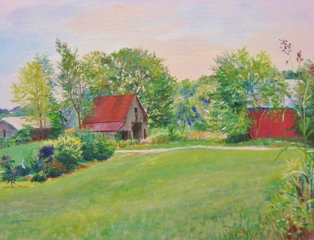 33. Farm Buildings, Howard County, West Friendship, 14x18  oil on canvas
