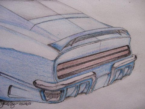 Custom wing mounted on trunk lid. Side exhaust!
Rear duct work.