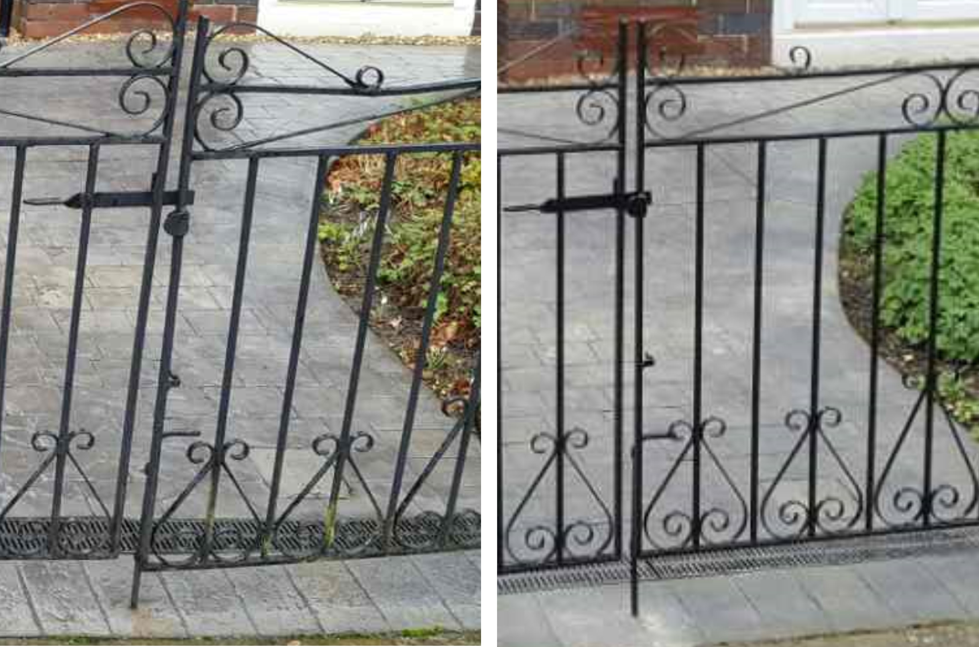 Gate restoration close up before & after