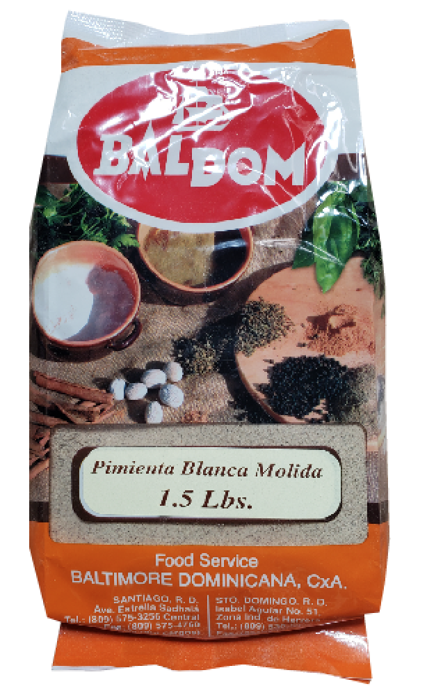 Pimienta blanca molida Baldom 8/1.5 lbs
Código: 577