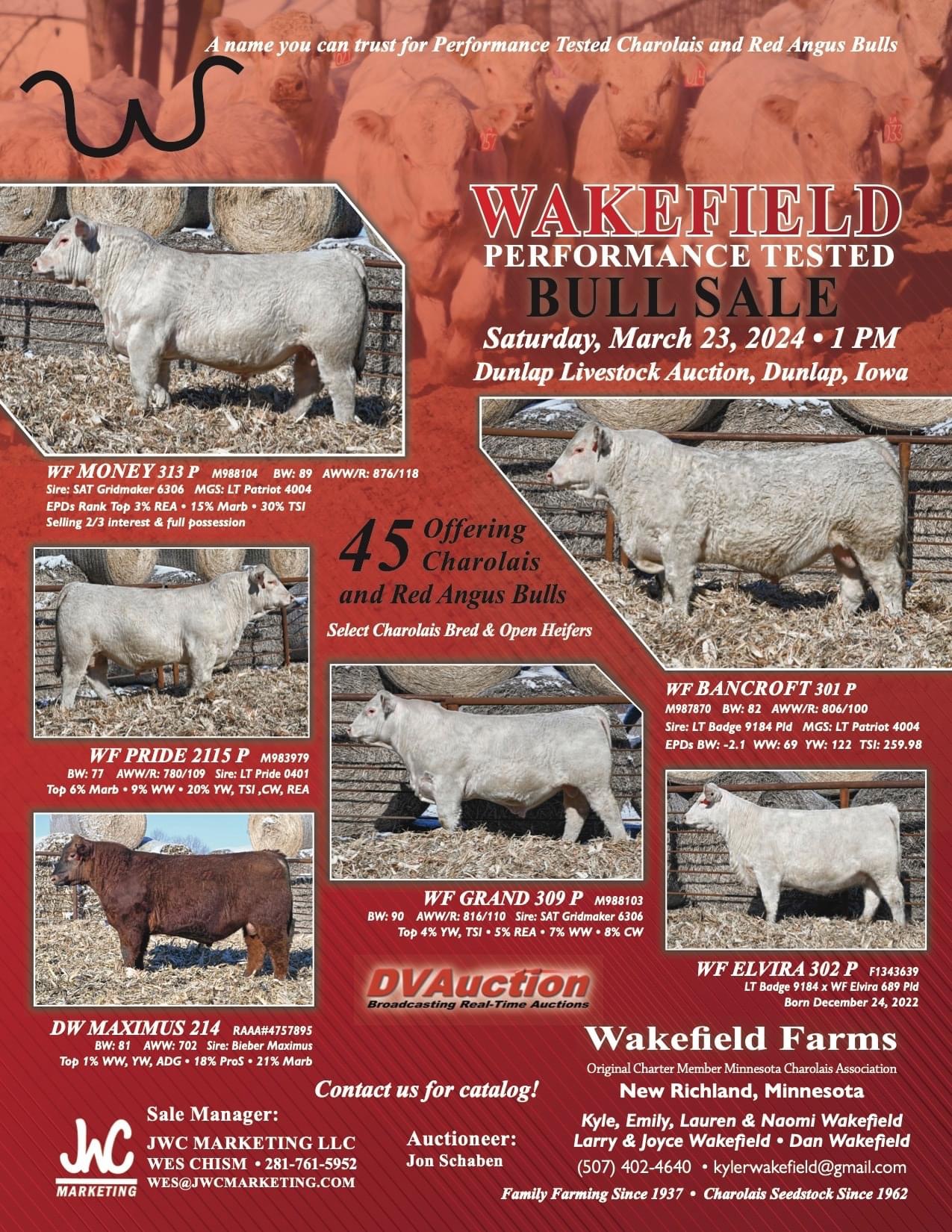 DUNLAP LIVESTOCK AUCTION, LLC Wakefield Performance Tested Bull Sale