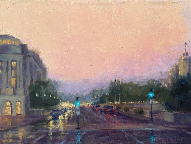 Schwartz, Looking West, Pennsylvania Avenue, 9x12 Oil