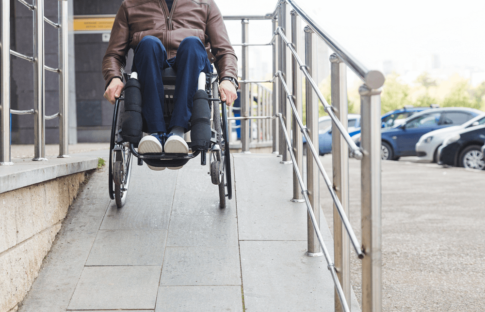 Man on Wheelchair Ramp