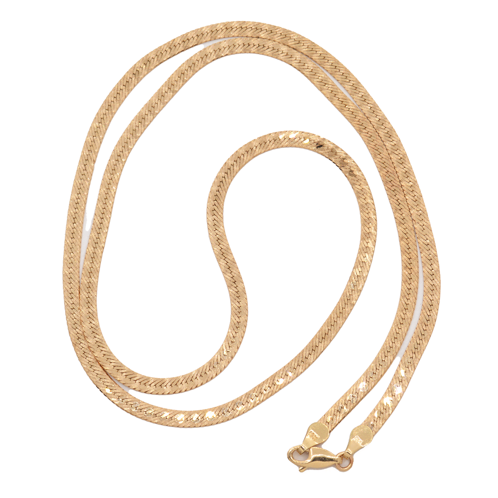 10K YELLOW GOLD 22" PATTERNED HERRINGBONE CHAIN $985