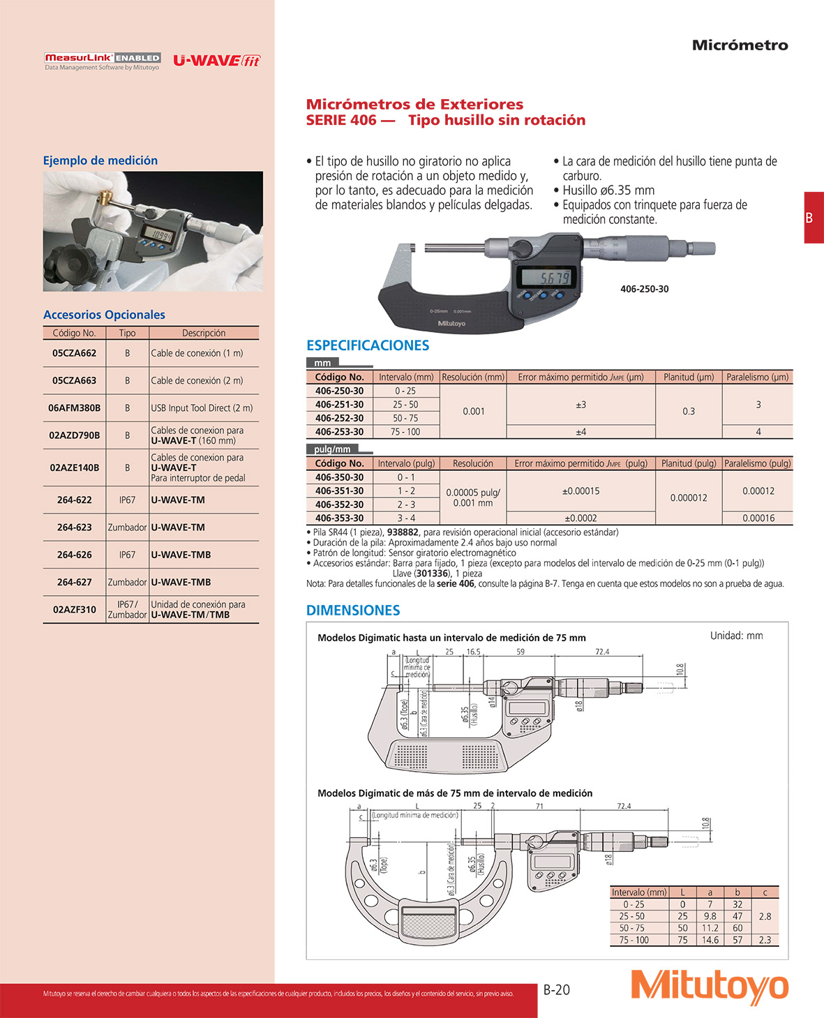 Micrómetros Tipo husillo sin rotación 