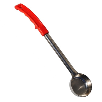 BOWL ECONÓMICO 2800 ML,
CUCHARA DE SERVIR 2 OZ 
 PERFORADA  COLOR: ROJO,
ACERO INOXIDABLE

 