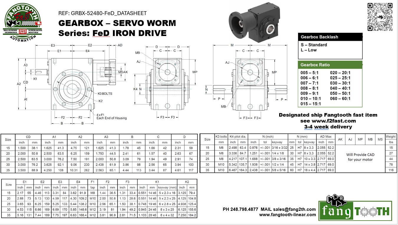 Gearbox - FeD Servo Worm Iron Drive