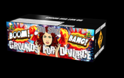 GROUNDS FOR DIVORCE - Get ready to be blown away by our incredible 200-shot two-piece compound firework! This amazing display combines two 100-shot finale. £90.
