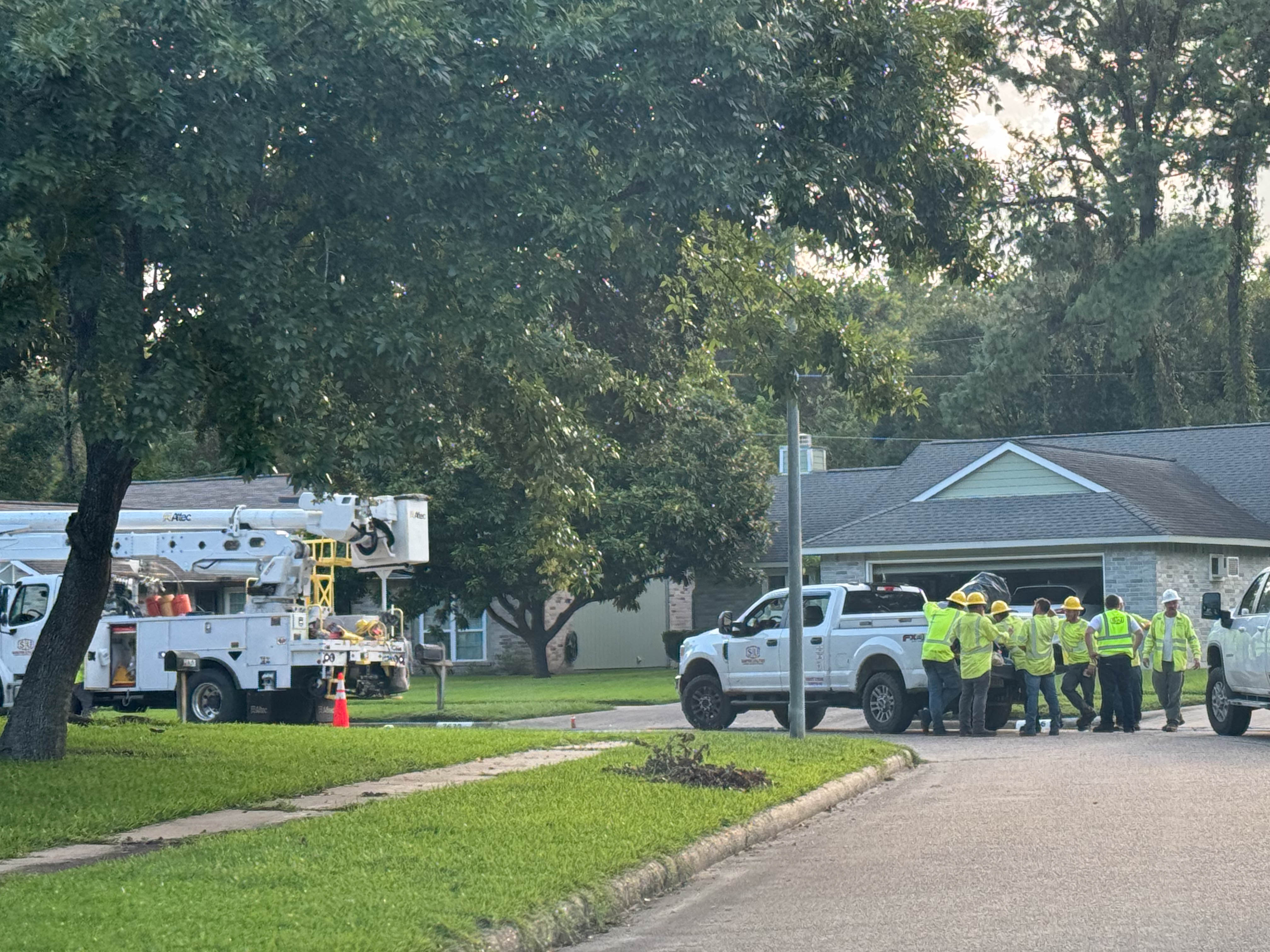 Crews still working on restoring power on the block of our rental house that never was...