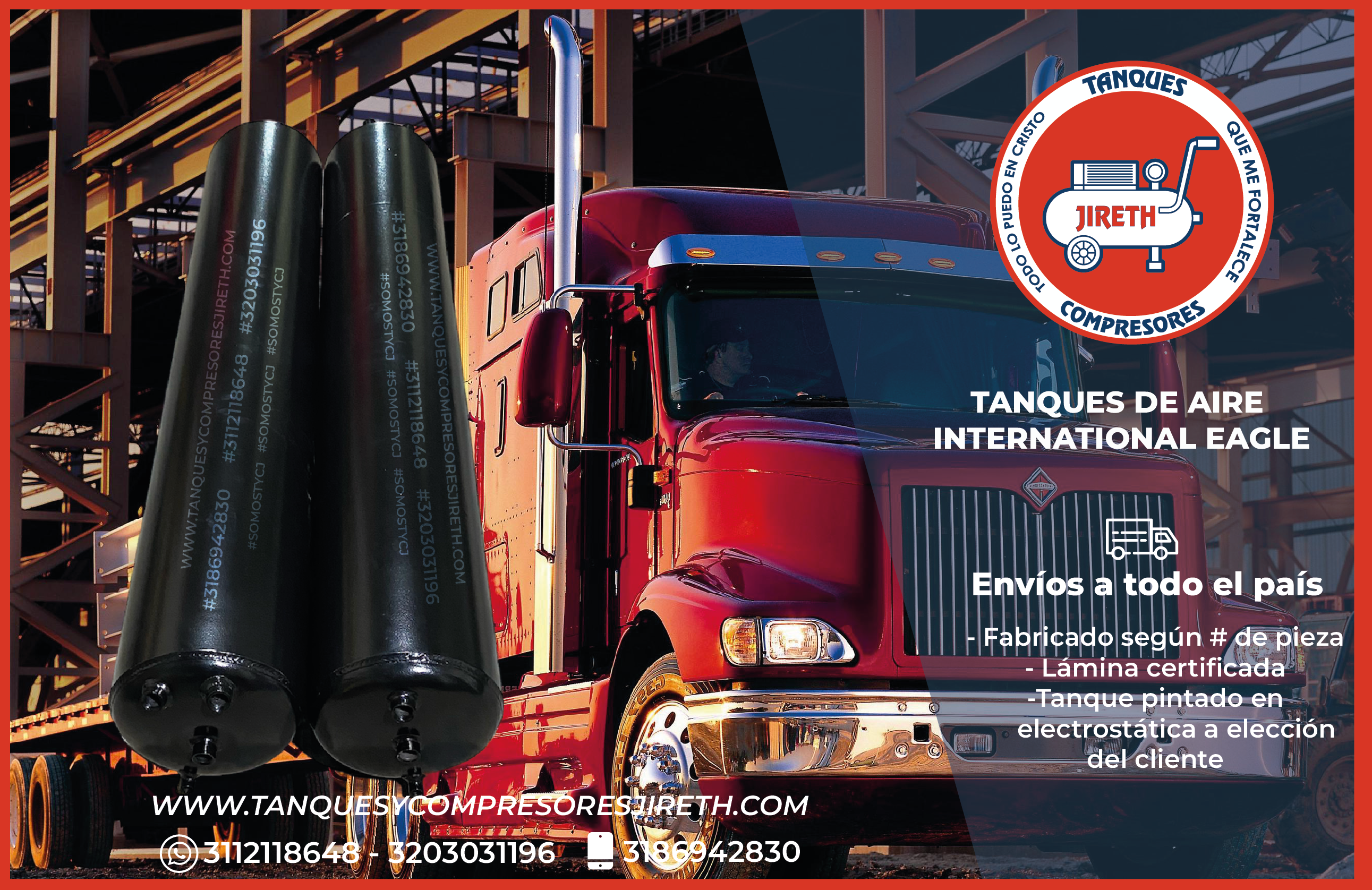 Tanque para aire de cabezote International Eagle fabricado por Tanques y Compresores JIRETH