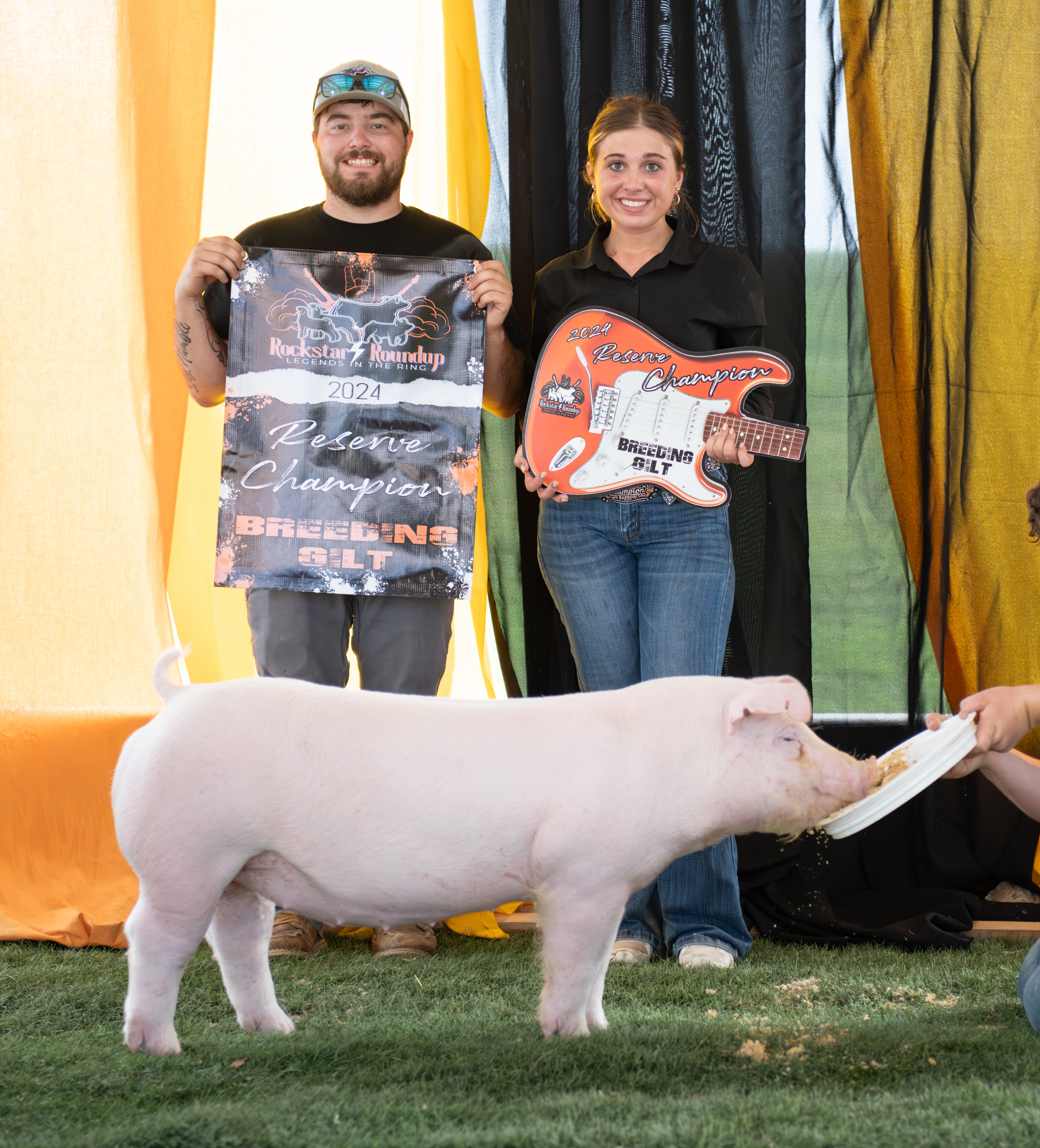 Lena Stricklin
2024 Rockstar Roundup
Champion Chester White Gilt
Reserve Champion 
Overall Breeding Gilt