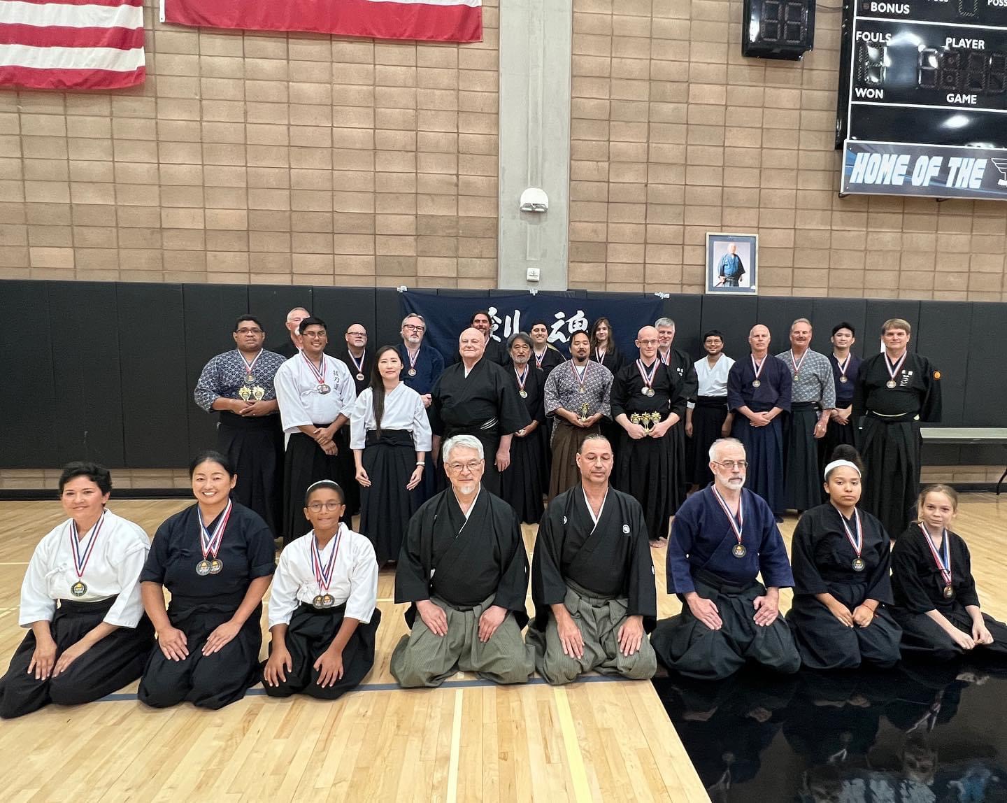 August 2022: A small iai and batto taikai was held in San Diego, CA - Nomura Sensei in attendance with many Mugairyu Iai Hyodo members participating.