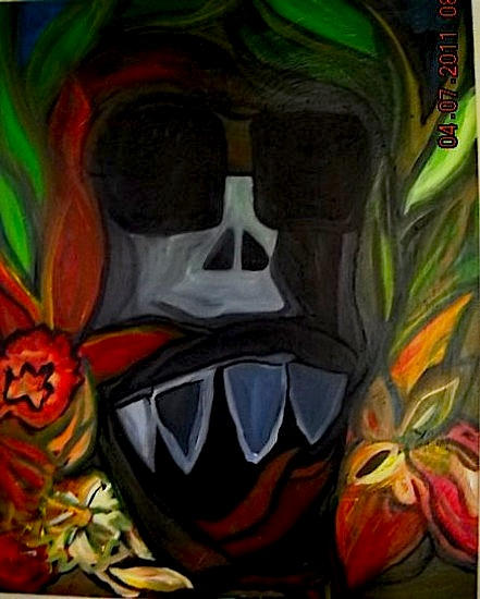 SOLD Skull flower series. Paint on canvas. All artwork copyrighted©.