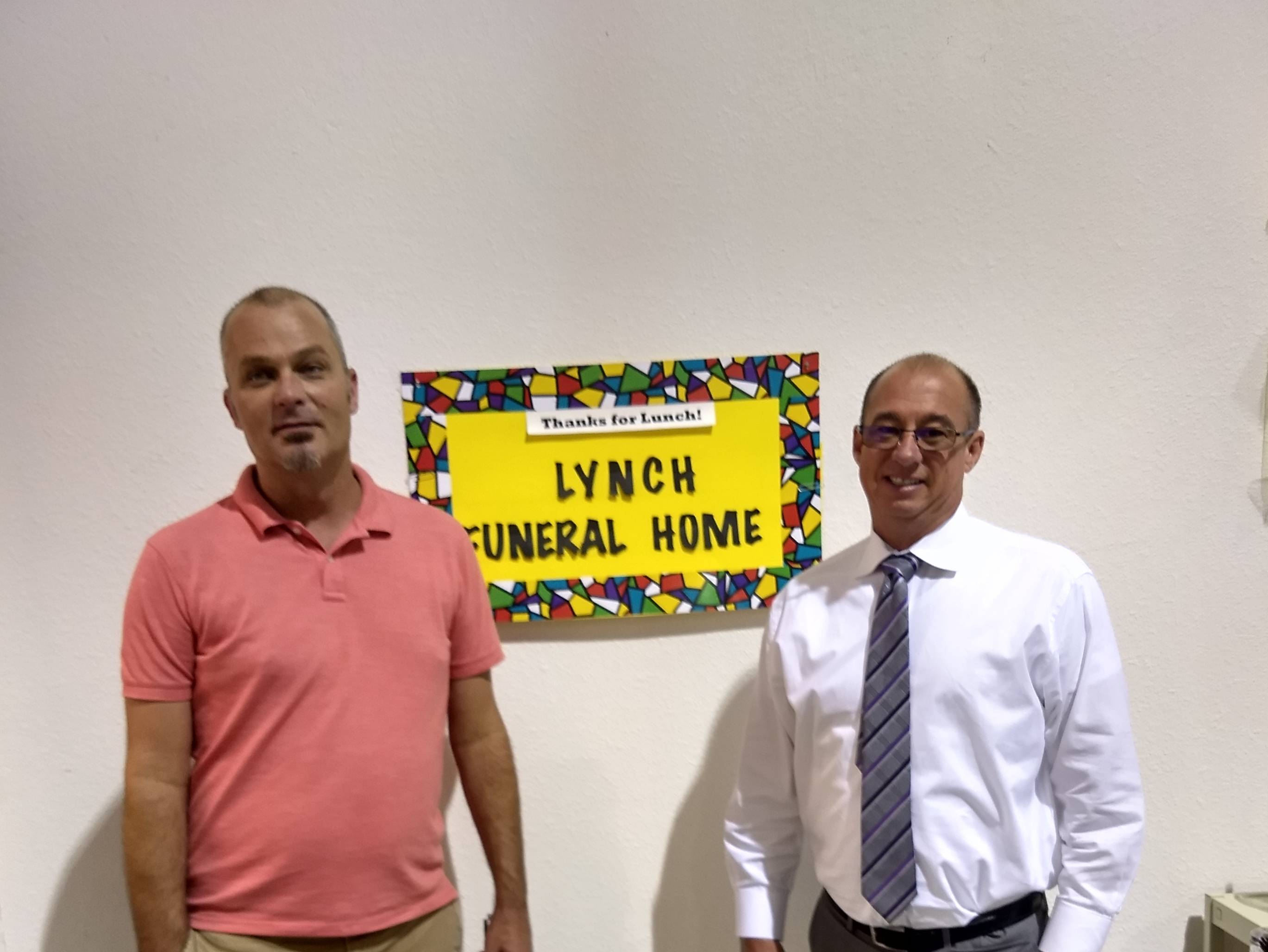 Lynch Funeral Home sponsor during month of July.  Thank you for the delicious lunch!