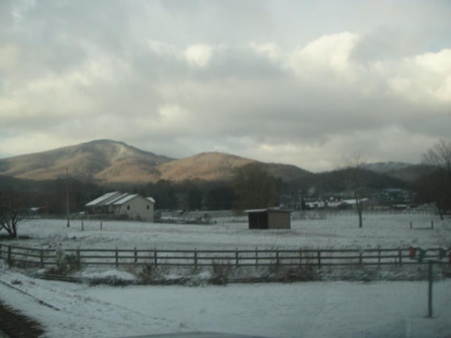 A view of the mountains as traveling though the valley to the farm.