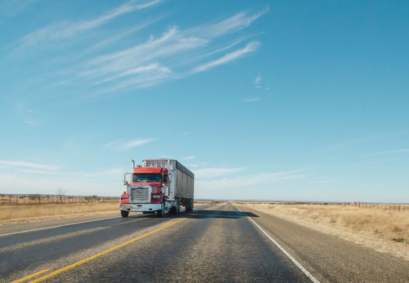 Semi truck driving on the highway