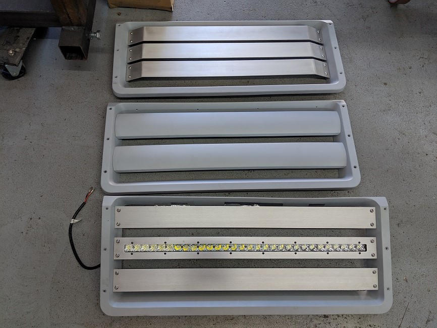 Center Grill Options, Aluminum, paintable  and aluminum with light bar