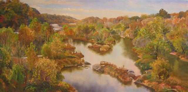 Kushnir, View from Chain Bridge, 12x24 Oil