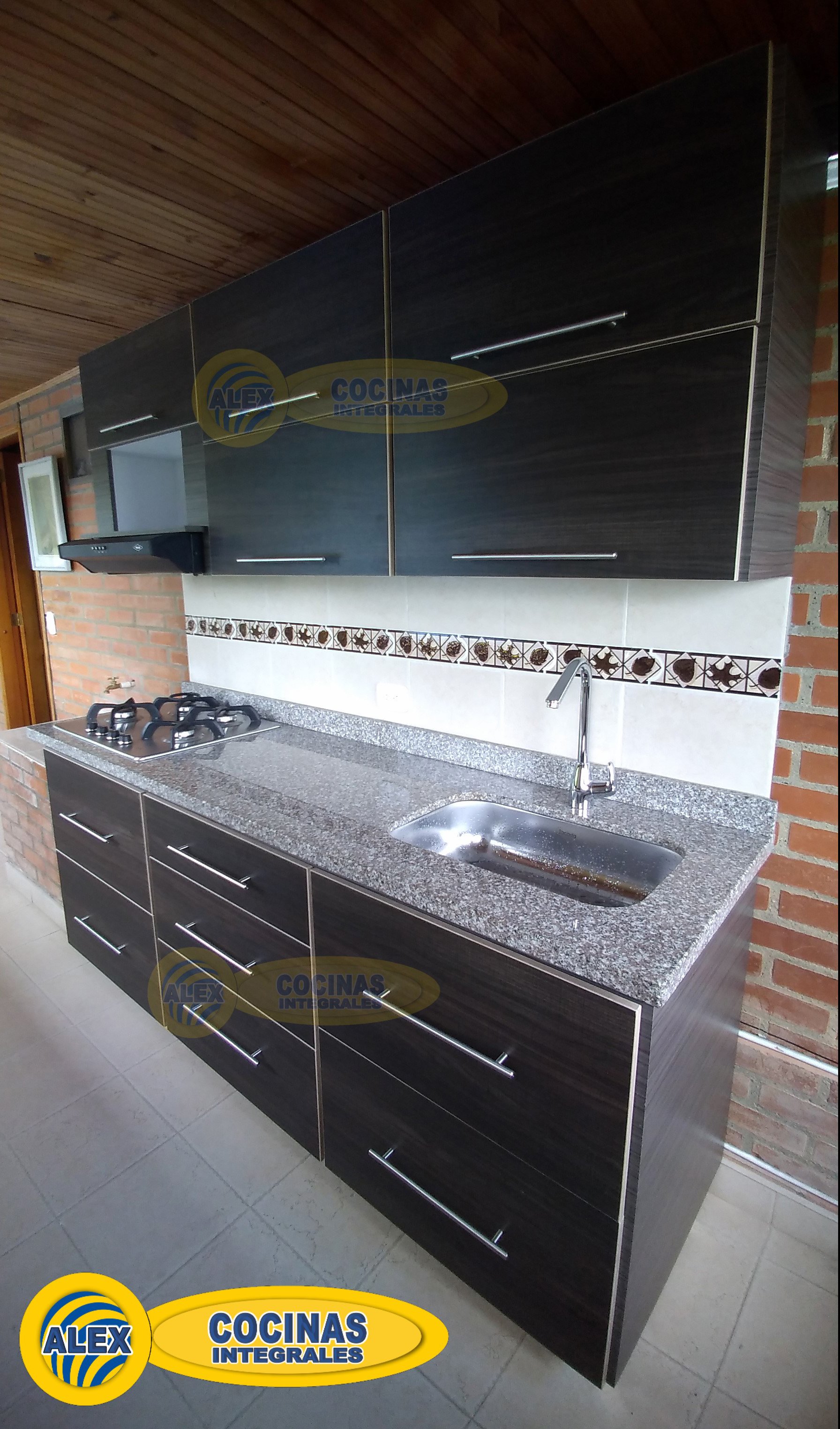 Cocina lineal color Roble Ahumado