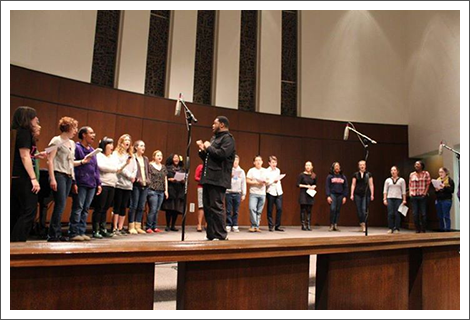 Musical group ready for performance||||