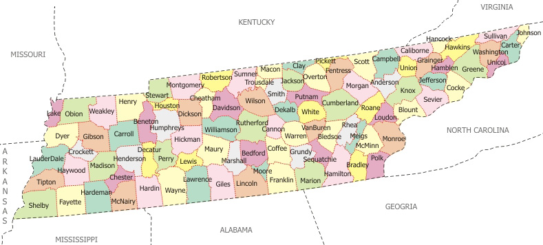 Map Of Kentucky And Tennessee