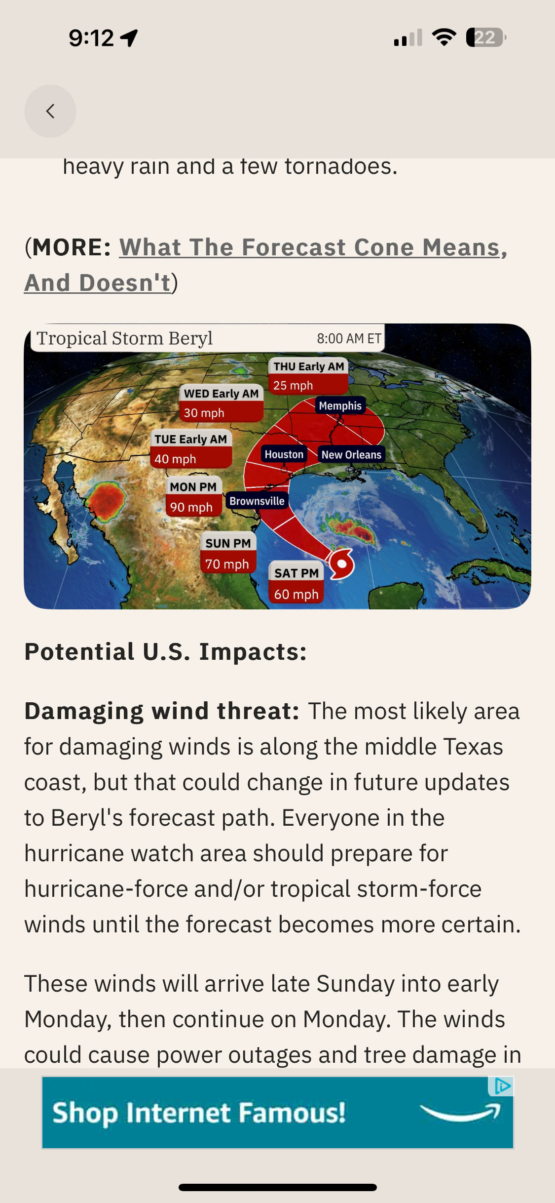 We had to reroute our driving plan to avoid Hurricane Beryl