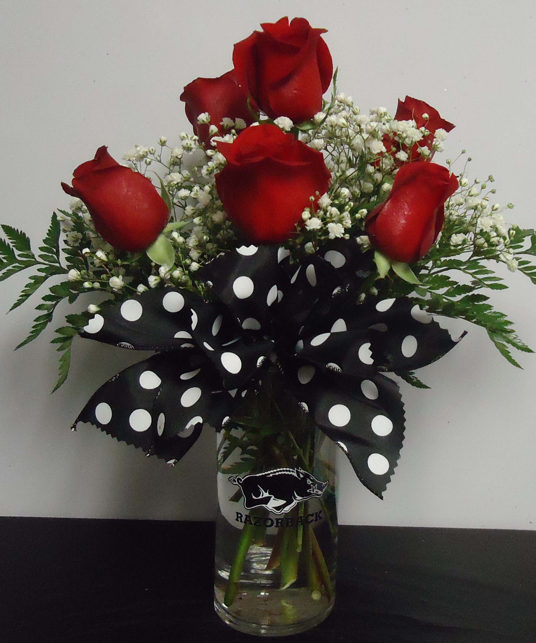 (3A) "Razorback" Vase
W/ Half-Dozen Roses
$50.00
