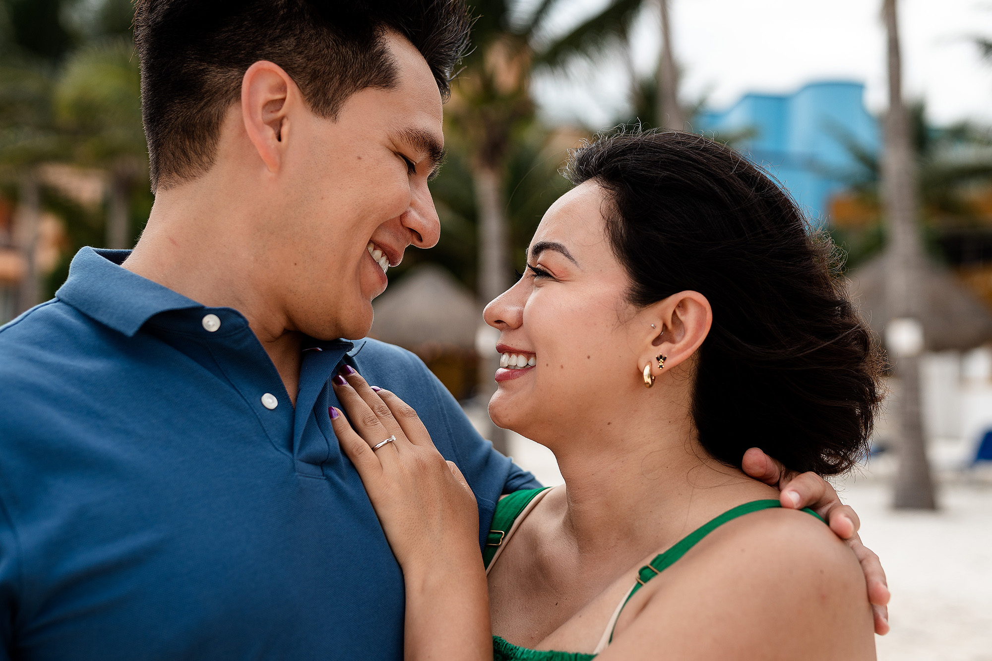 Sunset engagement photography in Puerto Morelos, Riviera Maya, Mexico.
