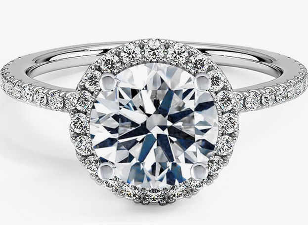 Blocaci 1 CT TW Round Cut Moissanite Engagement Ring for Women 10k 14k 18k White Gold Free Engraving