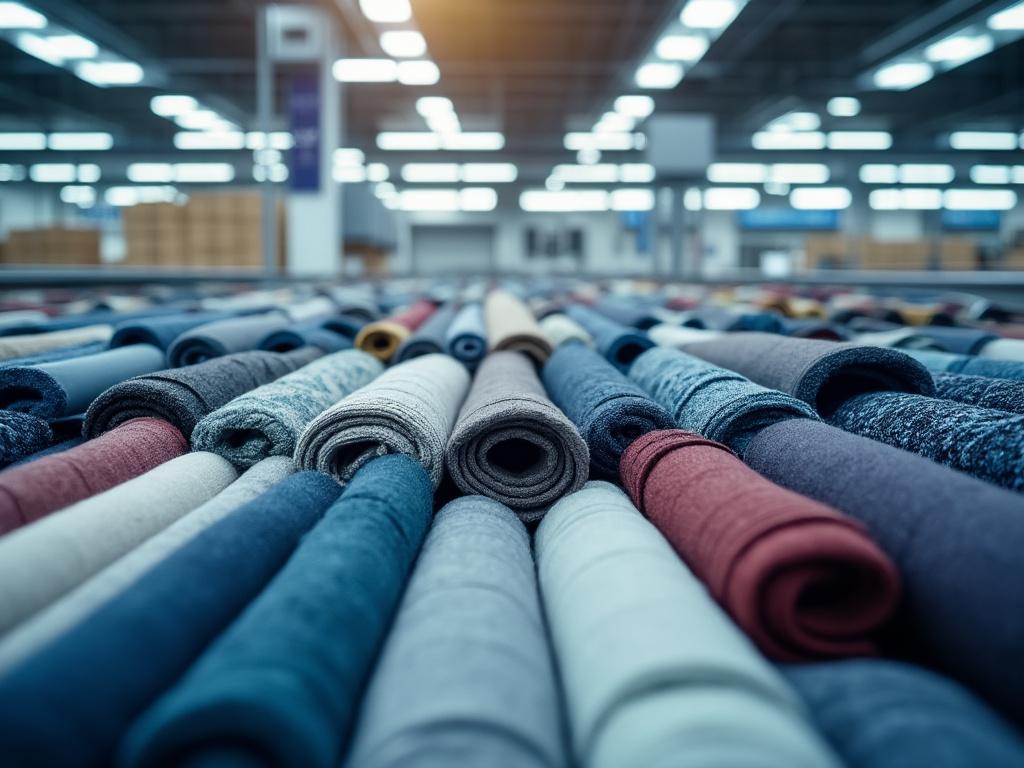 Rollos de tela de colores en el interior de una tienda bien iluminada Rollos de tela de colores en el interior de una tienda bien iluminada