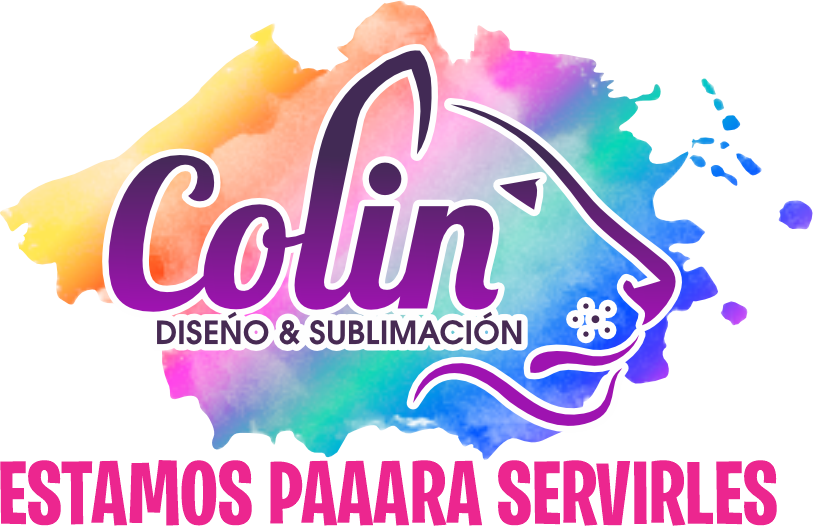 Logotipo de Colin Diseño y Sublimación con fondo de acuarela multicolor y texto 'Estamos para servirles' en la parte inferior. Logotipo de Colin Diseño y Sublimación con fondo de acuarela multicolor y texto 'Estamos para servirles' en la parte inferior.
