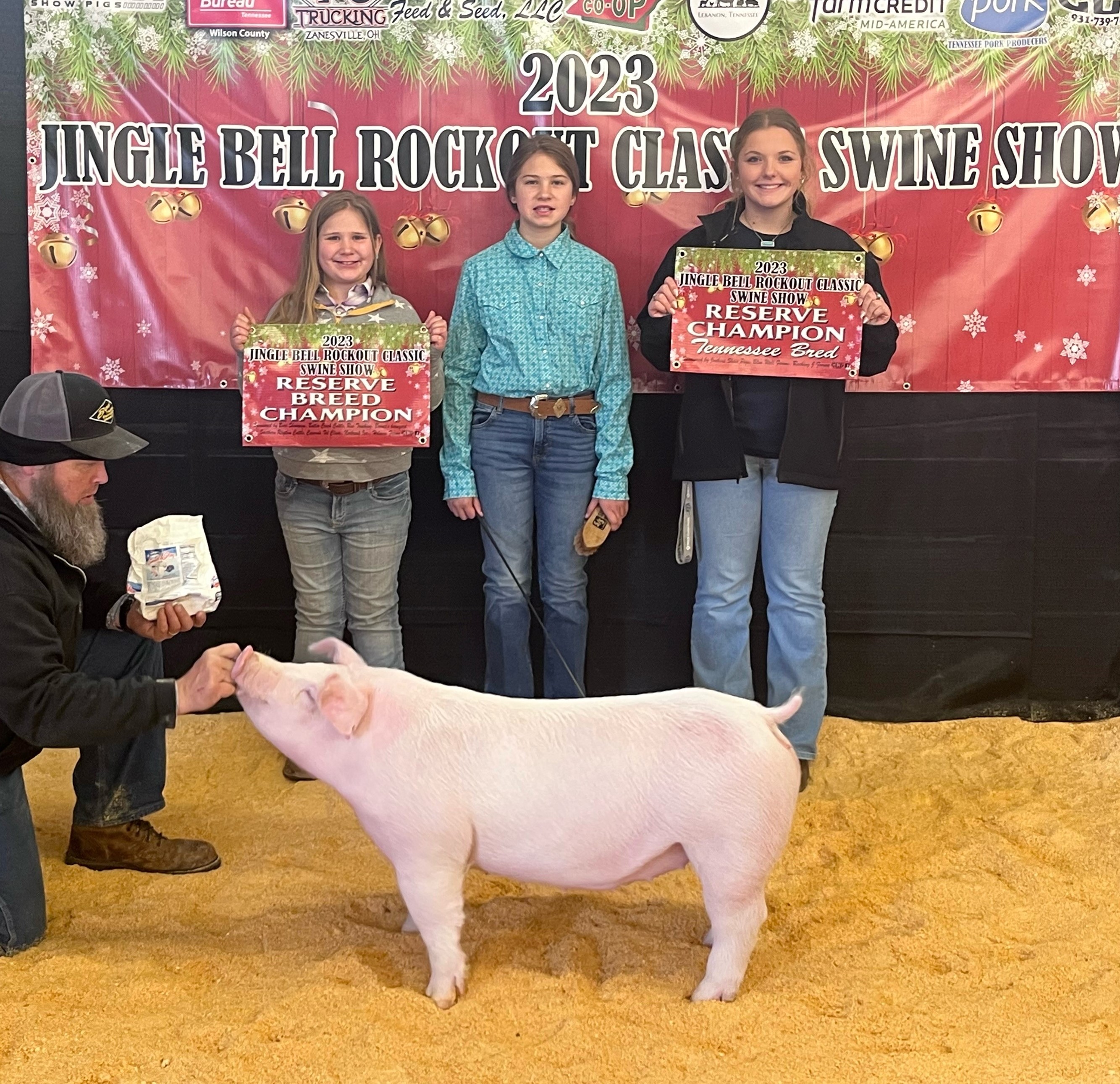 Tana Harville
2023 Jingle Bell Rockout Classic Swine Show
Reserve Champion Chester White Gilt
Reserve Champion TN Bred 
Chester White Gilt
