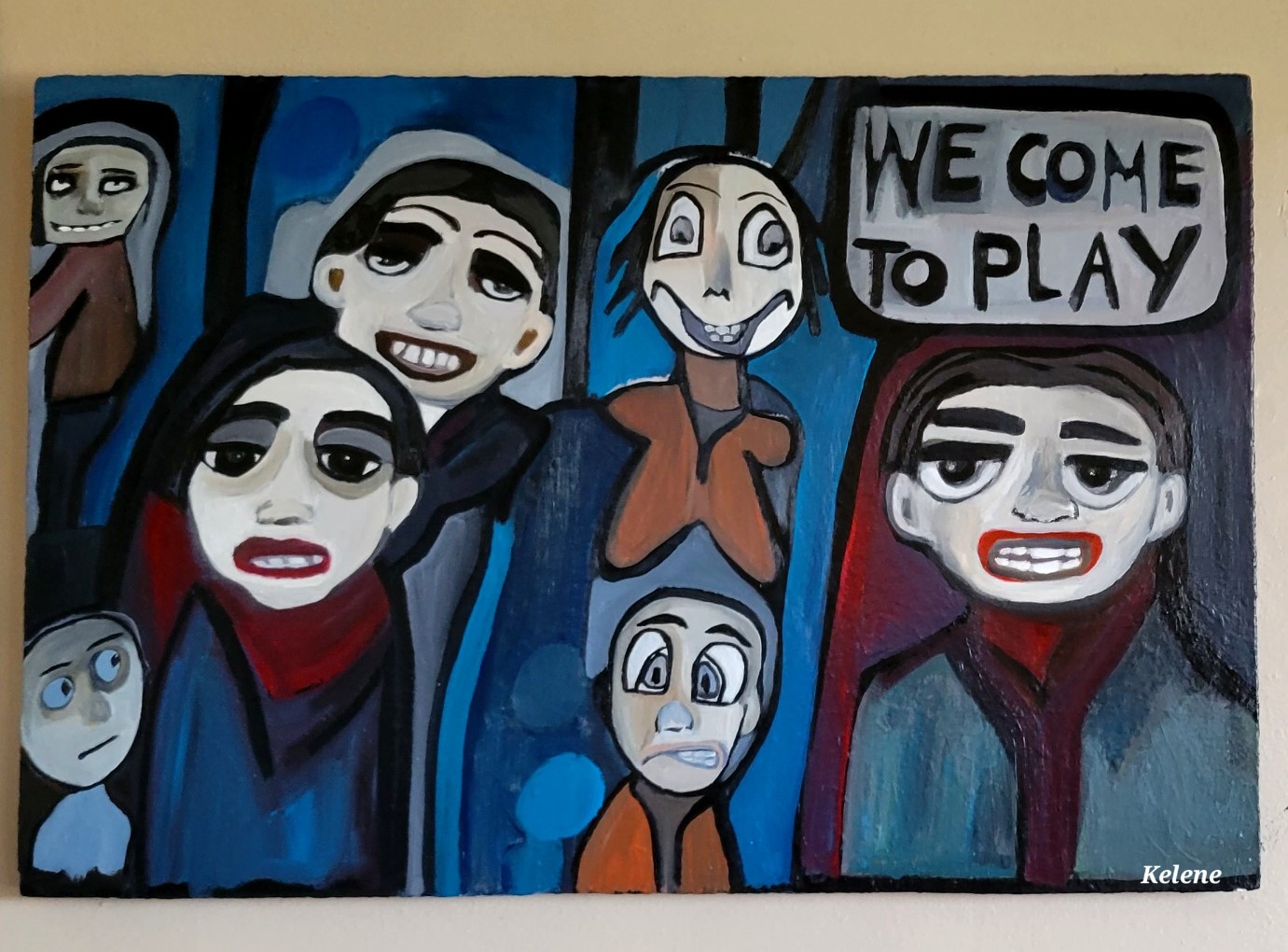 Title We come to Play 24 x 36. Acrylic on canvas Kelene 2022 NFS