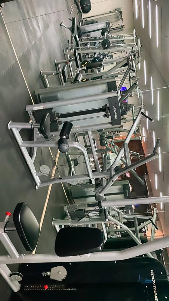 Woman doing a seated leg press