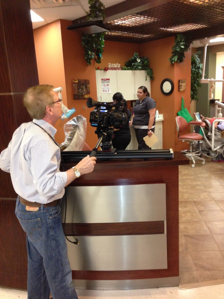 Shooting promotional footage at a dental office