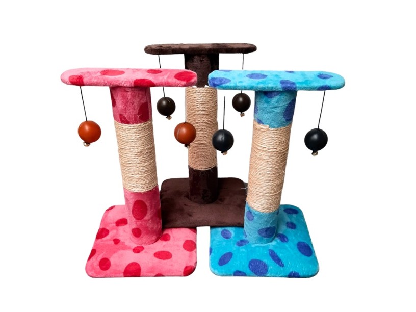RASC03 RASCADERO DE GATO 
DOBLE PELOTA FLANEL E IZTLE 
(30x30x49 cm)