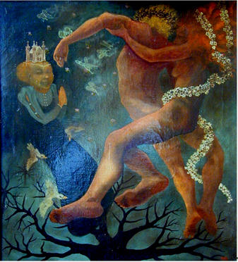 Floating couple with Saint Barbara by William Girard