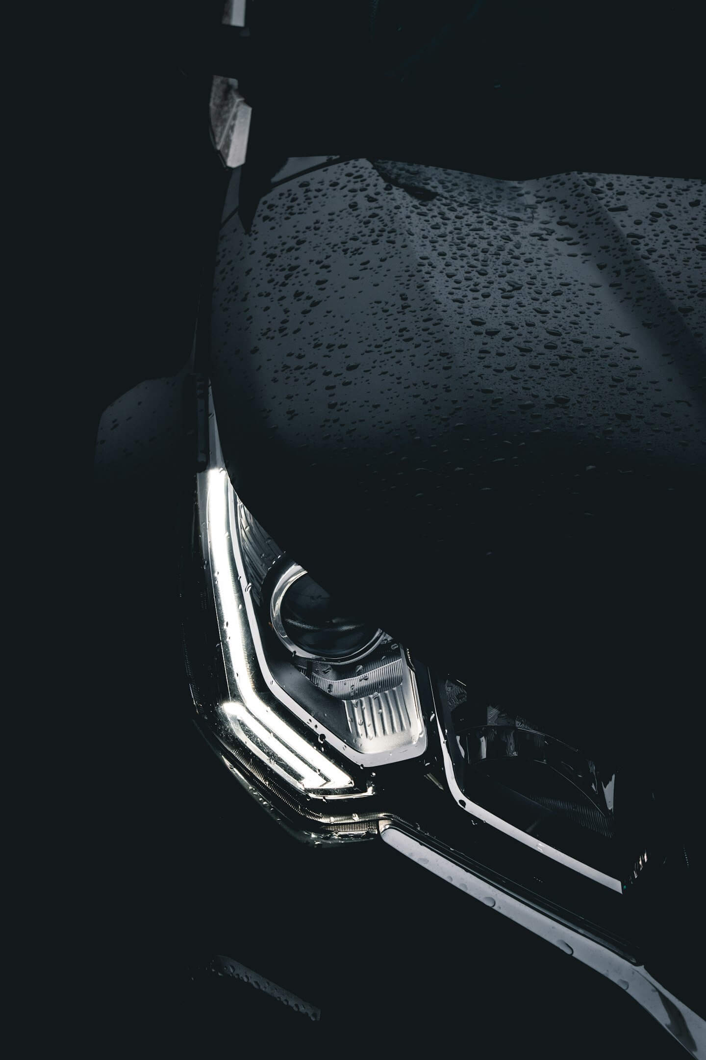 A black cars headlights